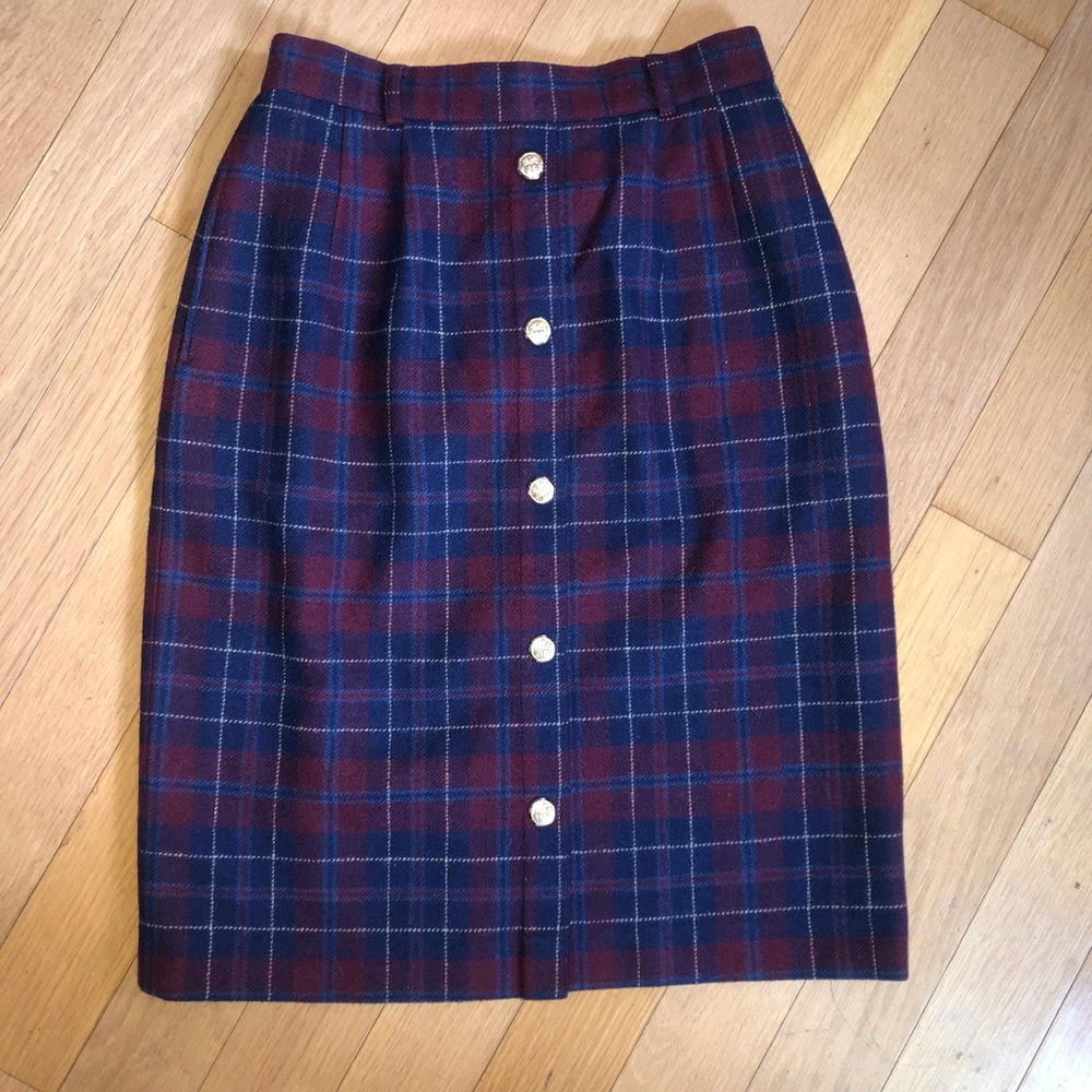 Plaid Button-Down Skirt Size S